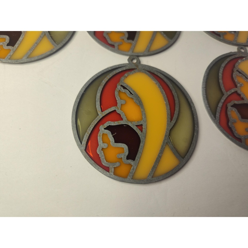 10 Vintage Stained Glass Ornaments - Mary with Jesus